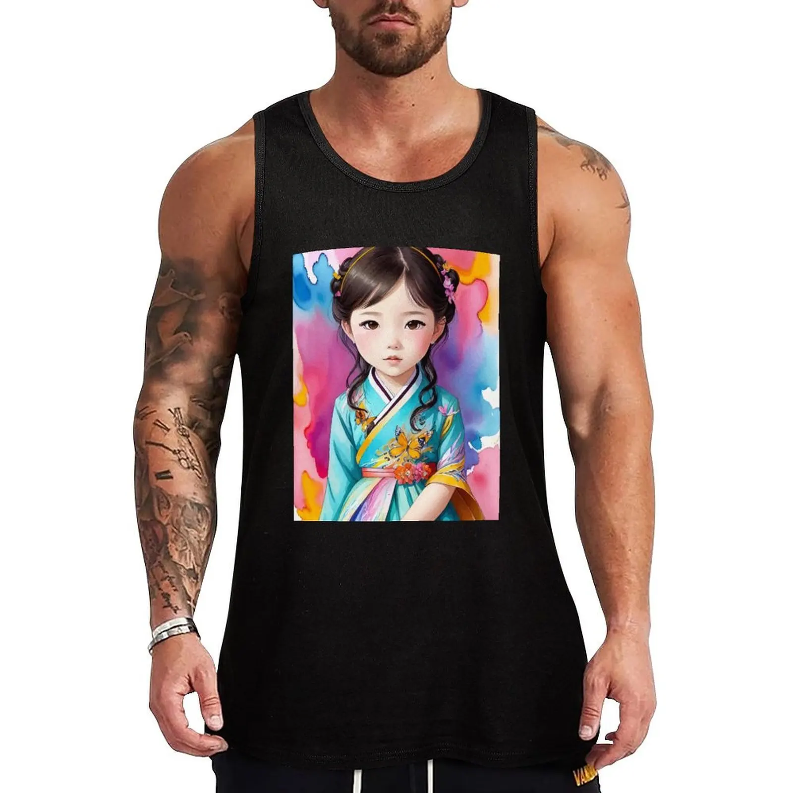 

Butterfly and young kid#28 Tank Top Landscape Print Tank Top Nature Graphic Sleeveless