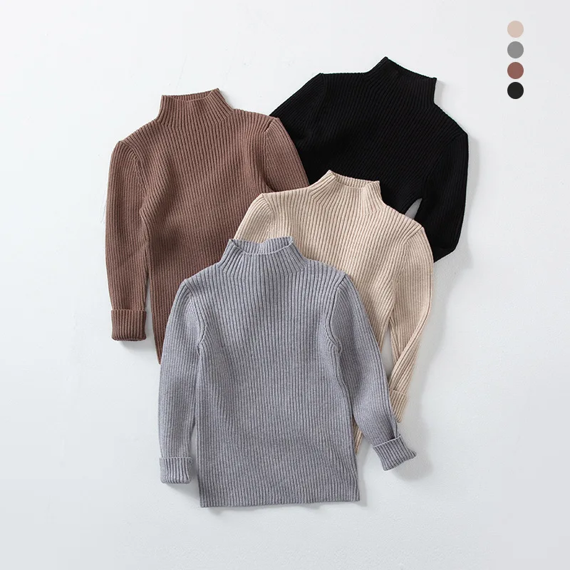 2-10T Toddler Kid Sweater Baby Boy Girl Winter Clothes Turtleneck Knit Pullover Top Long Sleeve Stretch Warm Knitwear Outfit