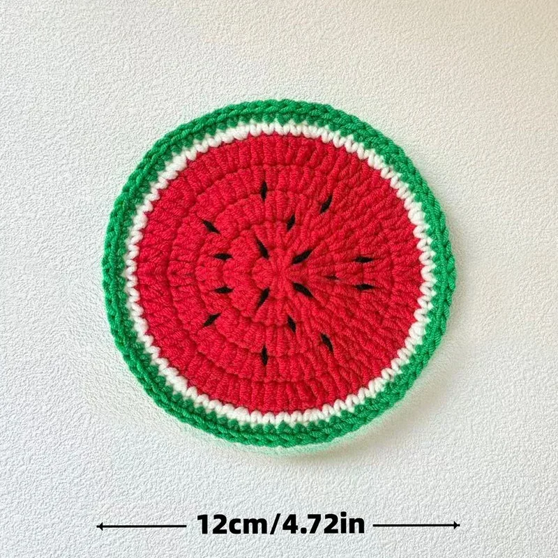 2026 New Hand-knitted Cup Mats Warious Models Fruit-themed Knitted Cup Mats Heat-insulating Mats Table Decorations Coaster