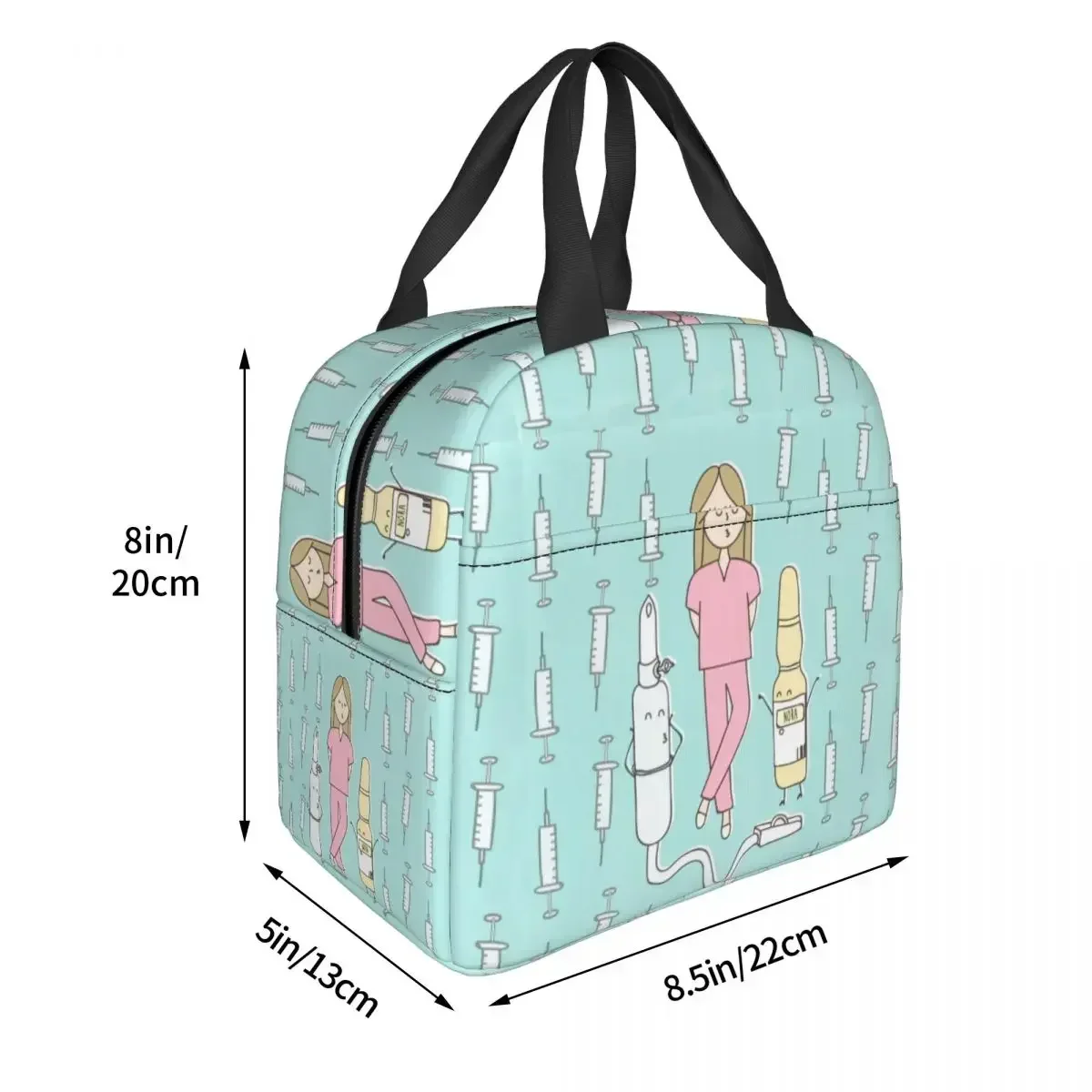 Cartoon Lunch Bags for Nurse Women Doctor Enfermera En Apuros Thermal Cooler Picnic Canvas Tote Food Storage Bags image 3