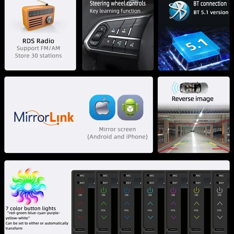 7 "2 DIN راديو السيارة MP5 مشغل الوسائط المتعددة FM مع CarPlay أندرويد السيارات بلوتوث يدوي USB نظام الصوت رئيس وحدة للمركبة #2