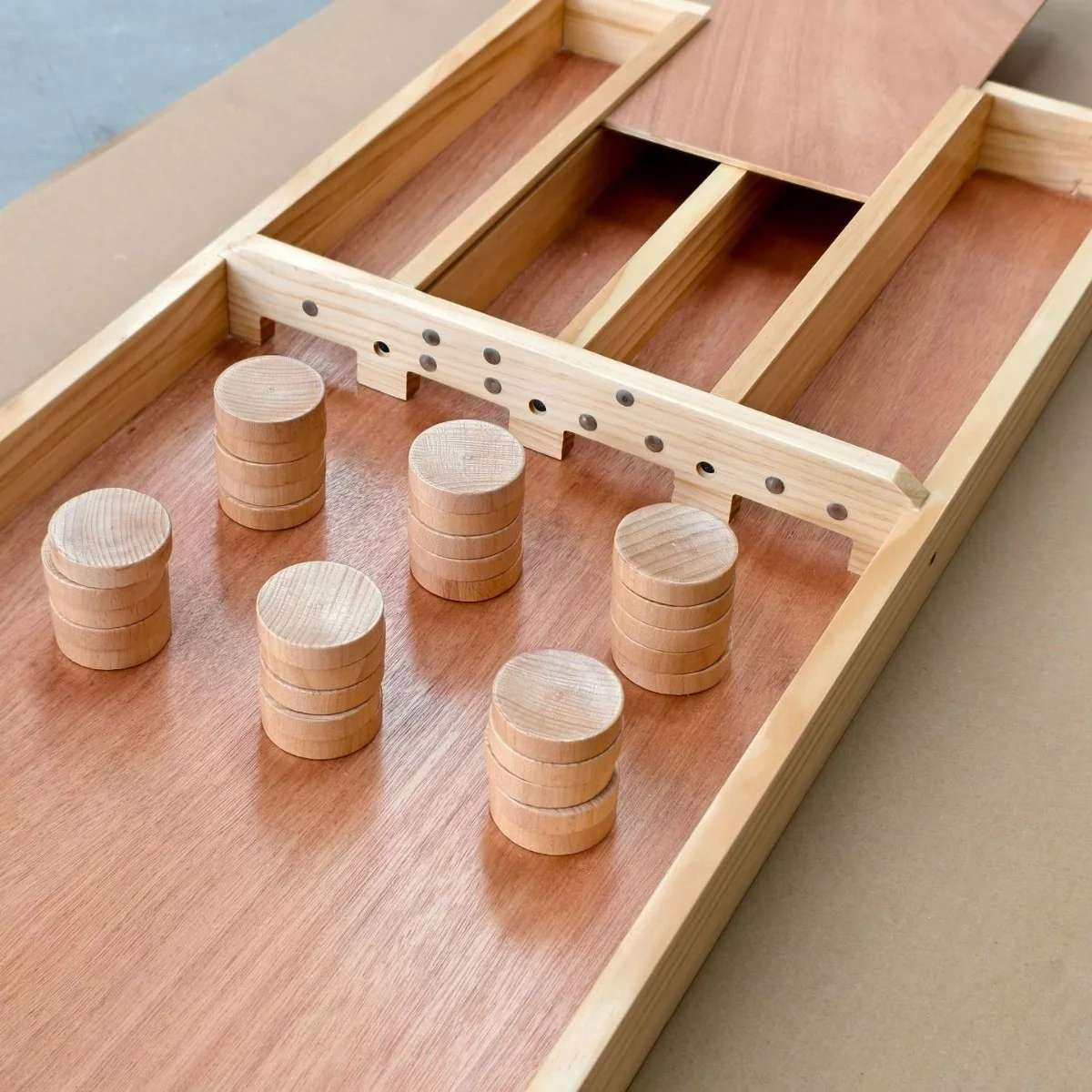 Custom Traditional Indoor Sports Game Handmade Sjoelbak Dutch Shuffleboard Table Top Game for Kids and Adults