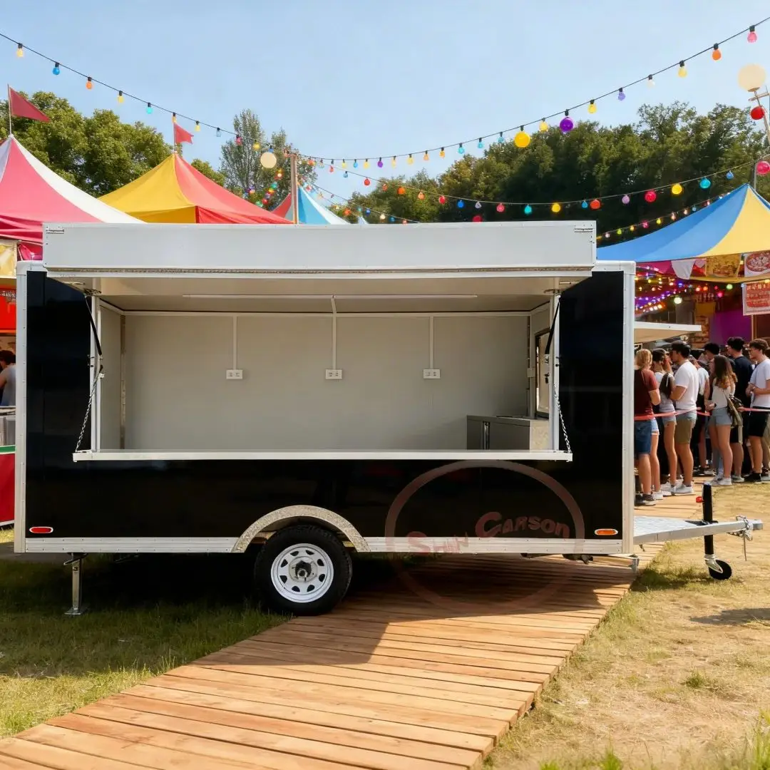 Durable Stainless Steel Mobile Snack Cart with Refrigeration Function for Commercial Street Food Vending