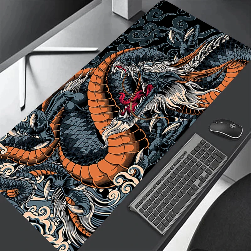 Mouse Pads Japanese Black White Dragon Table Mats Computer Mousepad Company Big Desk Pad 90x40 Large Gamer Mousepads Mouse Mat