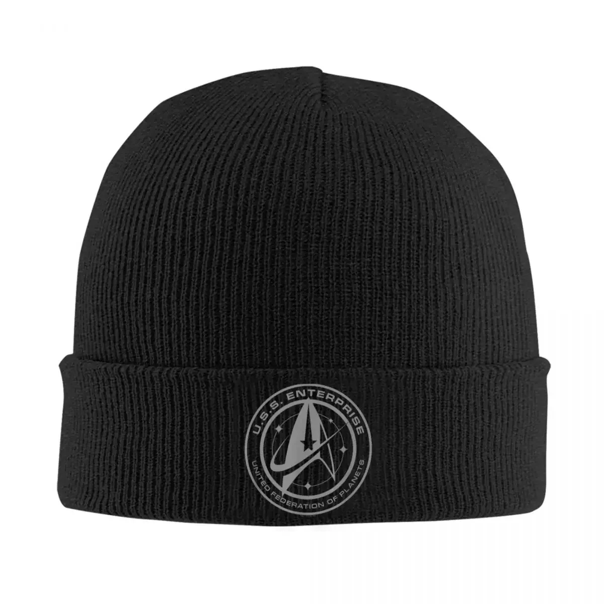 Stars Treks Discovery Enterprise Crest gorro tejido mujeres hombres Beanie Otoño Invierno sombreros acrílico película serie de televisión gorra de melón cálida