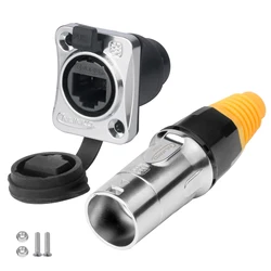 CNLINKO Waterproof Zinc Alloy RJ45 Connector 8P8C Male/Female Quick Lock Panel Mount for Outdoor, Marine & Industrial Use