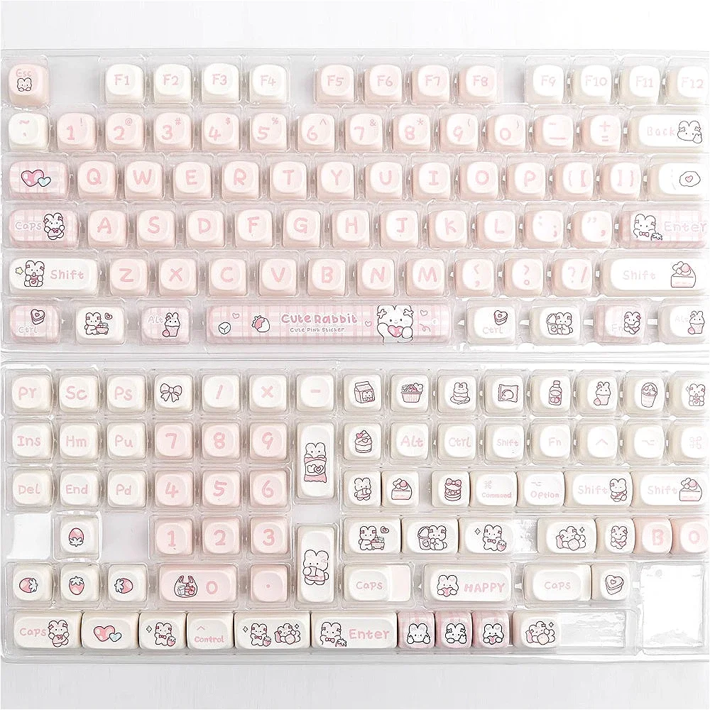 Snack Coelho Keycaps, Teclado Mecânico Rosa, Moa Keycaps, Wooting Material PBT para HI75, 68, 98, 99, 104, Switches MX