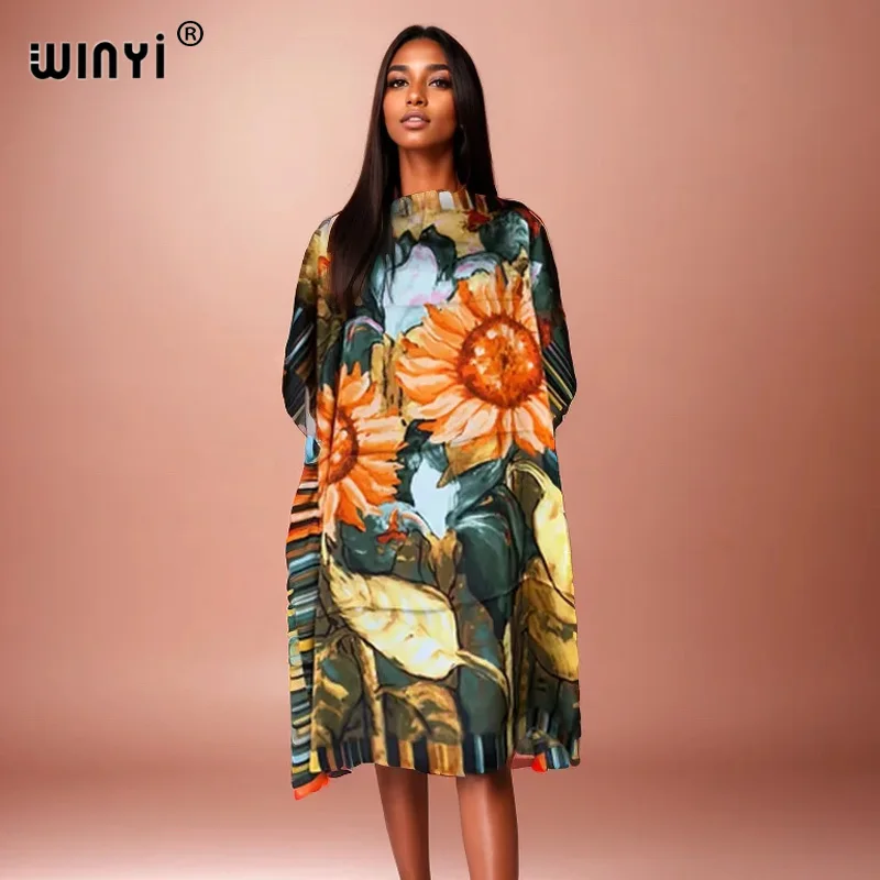 

WINYI party dresses Summer sexy african oversize dress BOHO print beach wear women Loose Femme Robe Muslim beach cover ups