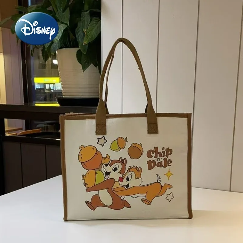 Disney New Women's Handbag Canvas Cartoon Large Capacity Women's Tote Bag Luxury Brand Fashion Casual Women's Shoulder Bag