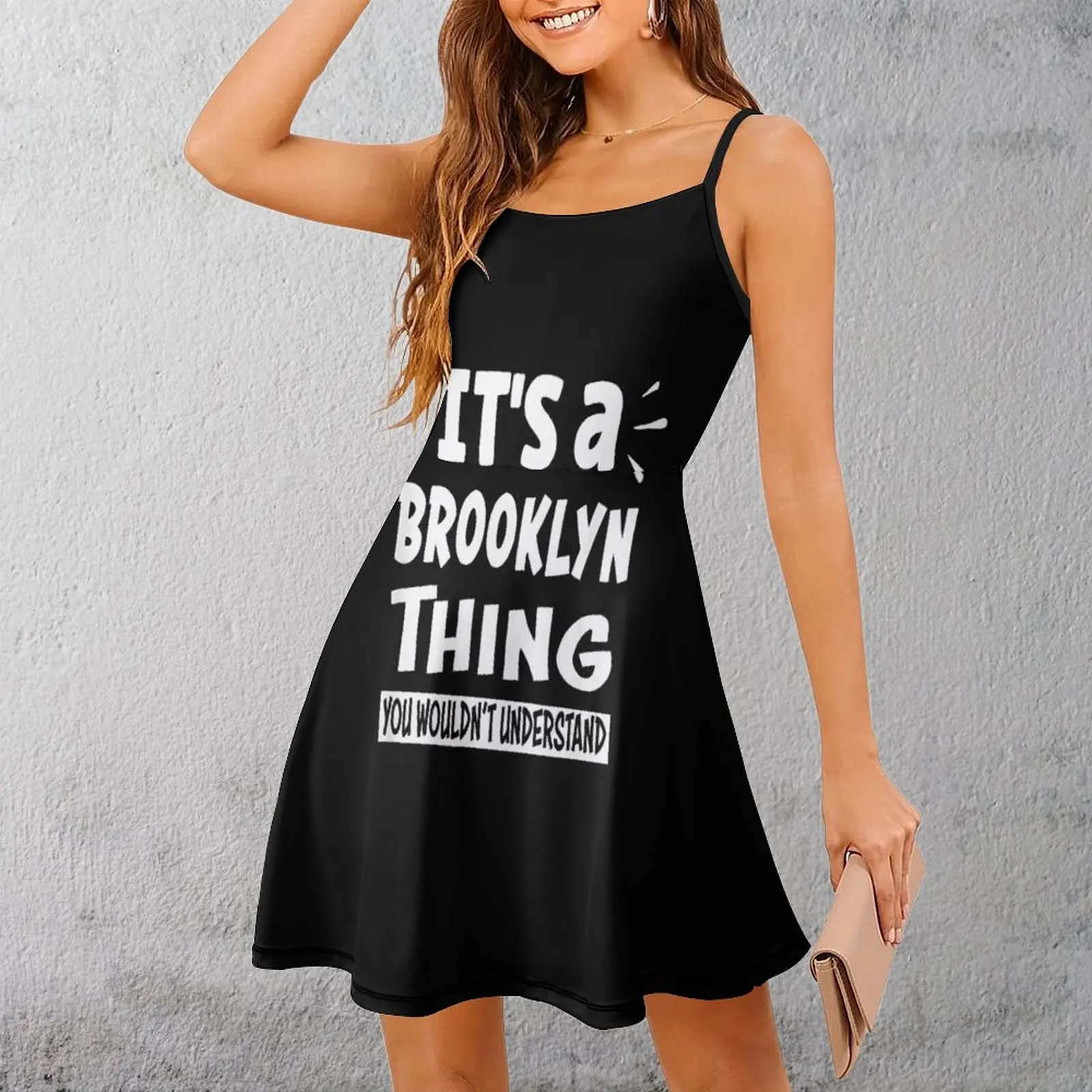 Brooklyn Thing-vestido con tirantes para mujer, camiseta divertida y exótica, novedad divertida, vestido con tirantes para cócteles