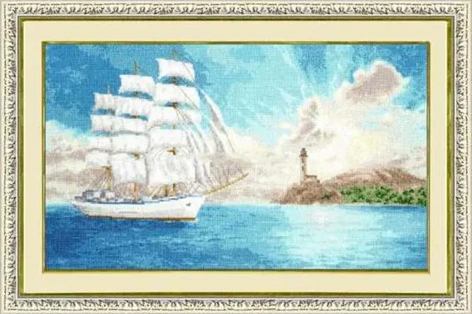 

zr mm-014 sailing sailing boat 57-38 Cross Stitch Set DIY Kit Embroidery Needlework Craft Packages Cotton Fabric Floss