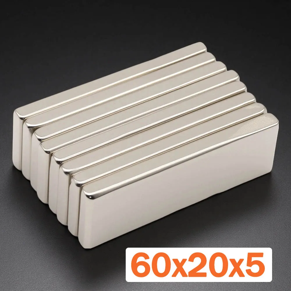 60x20x5 مللي متر سوبر مغناطيس قوي N35 كتلة المغناطيسي ندفيب مغناطيس النيوديميوم قرص قوي imanes مغناطيس الثلاجة
