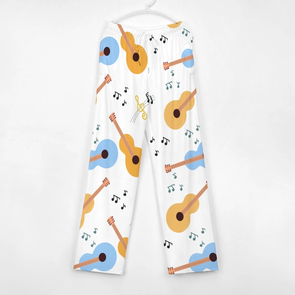 Pantalones de pijama con patrón de guitarras para hombre y mujer, ropa de dormir supersuave, con bolsillos y cordón, Unisex