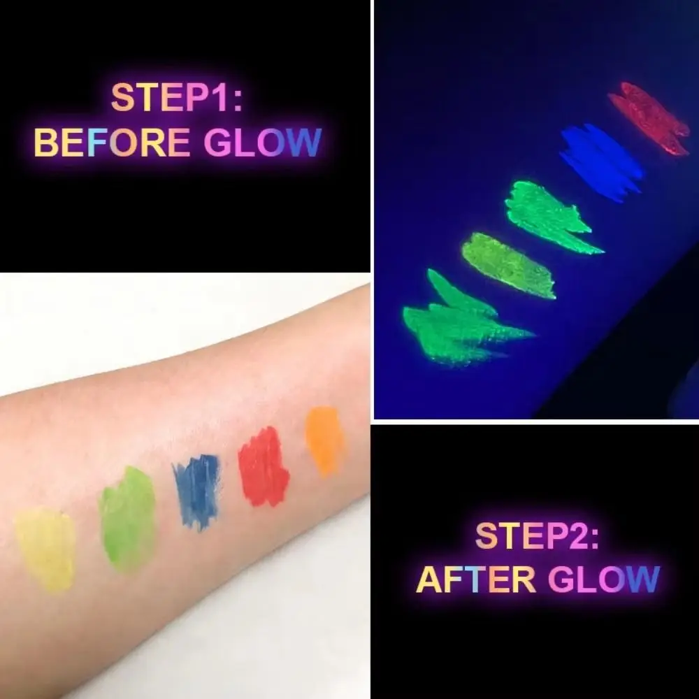 Easy Wash Off Face Paint Markers Water-Based Non-Toxic Glow Face Paint 12/18 Colors Black Light Reactive Body Paint Markers