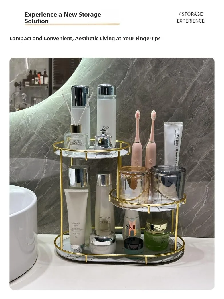 

Bathroom Cosmetic Storage Rack Toilet Shelf Washstand Countertop Skin Care Product Rustproof Organizer Nordic Style Metal Shelf