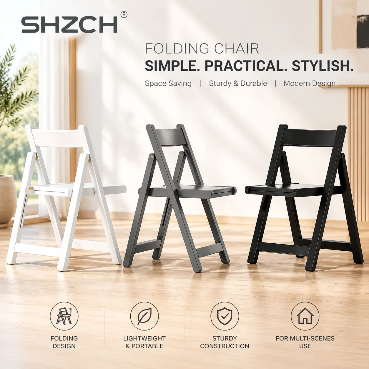 Solid Wood Fold Garden Chair Household Small Stool Living Room Dining Chair Study Dressing Table Furniture Backrest Chair