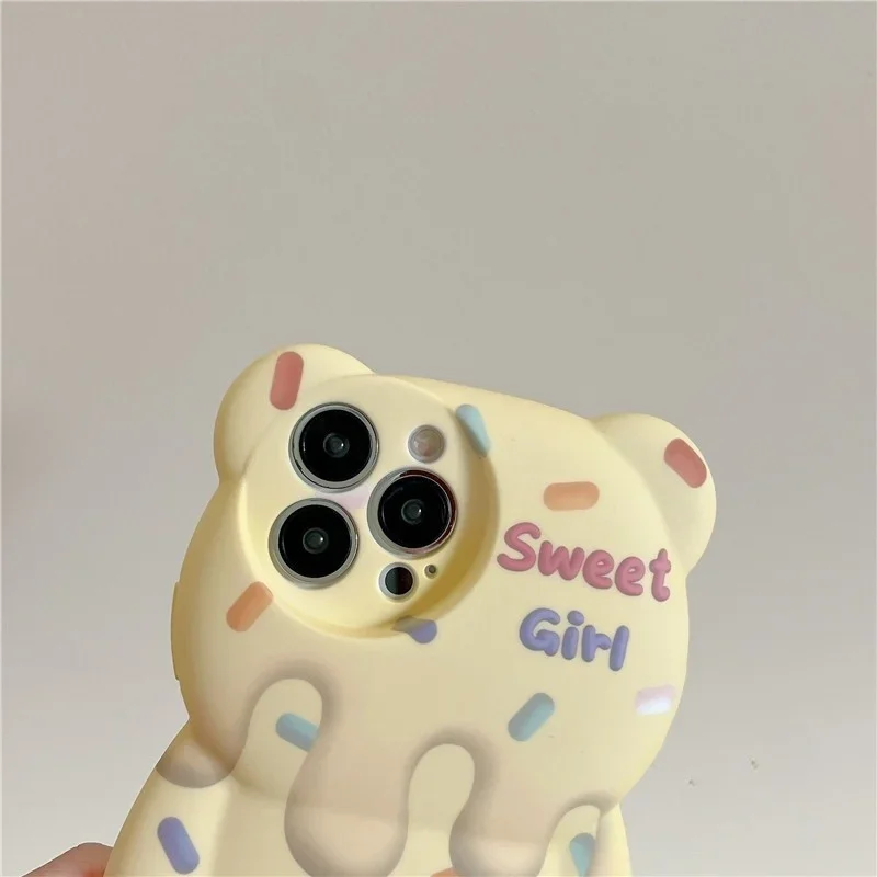 Cartoon Eisbär Handy für iPhone 11 12 13 14 15Promax gelb Spleißen Persönlichkeit weiche Silikons chale