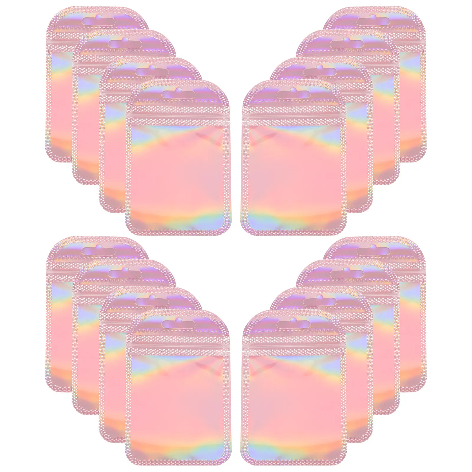 50Pcs Shimmering Jewelry Packaging Pouches Transparent Resealable Bags for Rings Earrings Chains Craft Supply