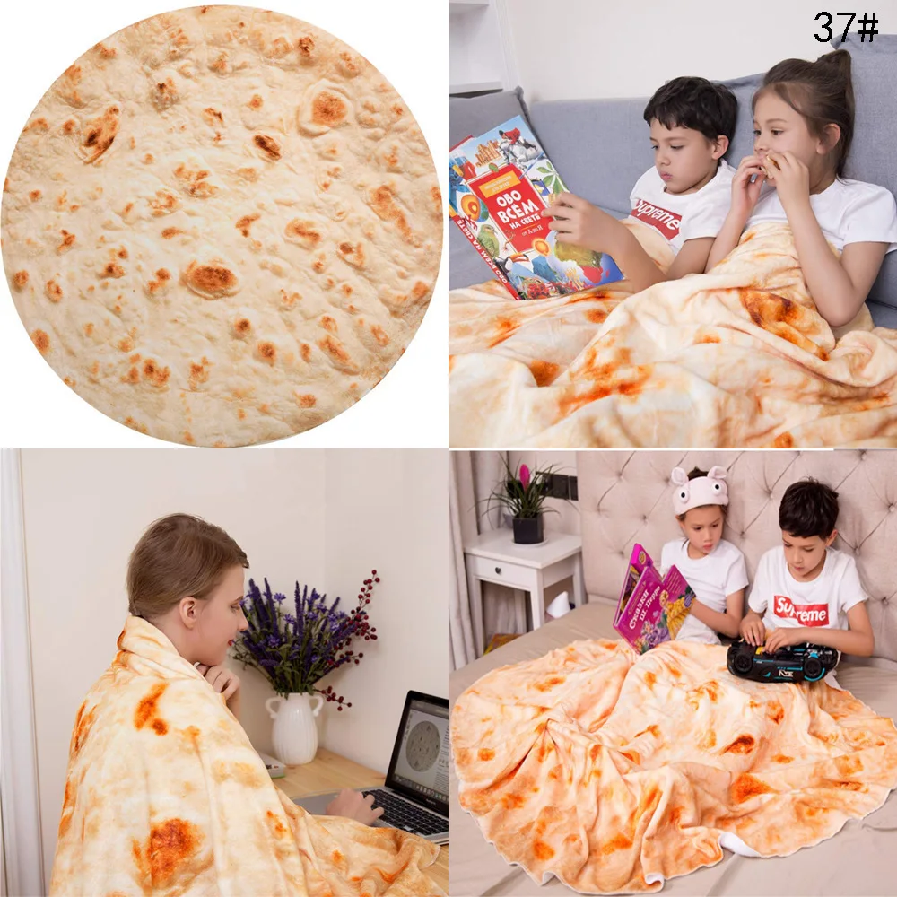 

Hot Sale Pizza Blanket Digital Printed Flannel Nap Blanket Corn Tortilla Double-sided Warm Winter Fall Sofa Blanket