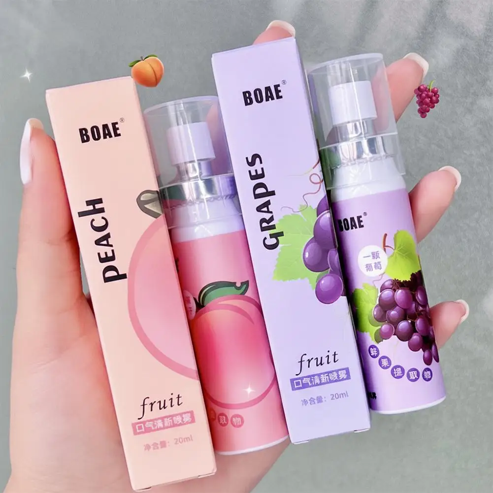 20ml Long Lasting Mouth Freshener Spray Fruit Litchi Peach Flavor Persistent Oral Odor Treatment Oral Remove Bad Breath Care