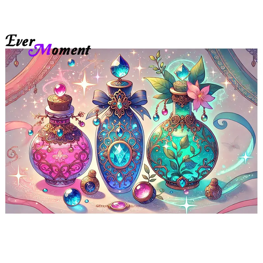 

Ever Moment Abstract DIY 5D Diamond Painting Flower in Glass Bottle Glitter Dust Metallic Gem Arts Painting ASF2787