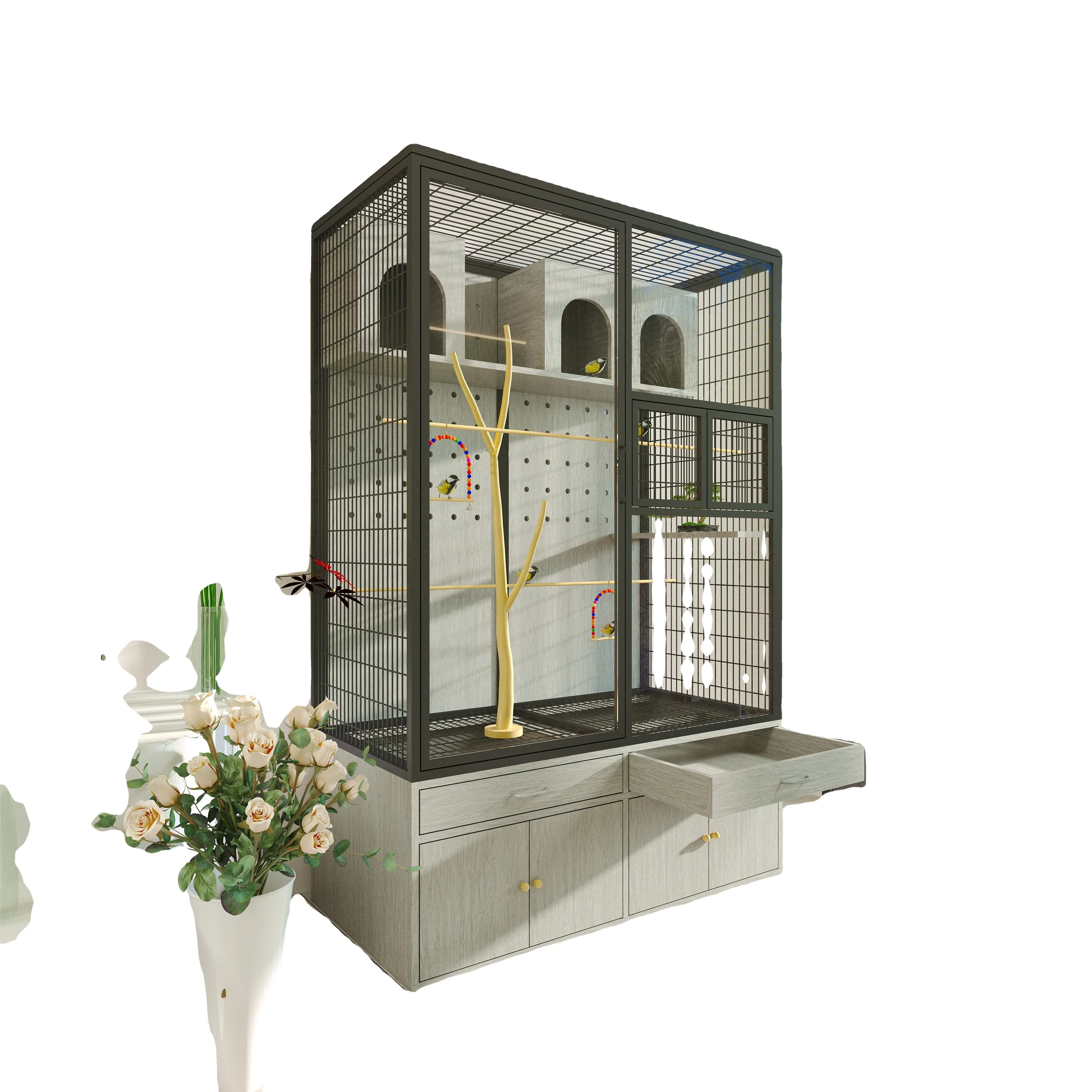 

Китайский производитель: Прозрачная клетка для птиц из стекла и массива дерева, большая клетка для разведения попугаев, роскошная вилла-клетка для птиц