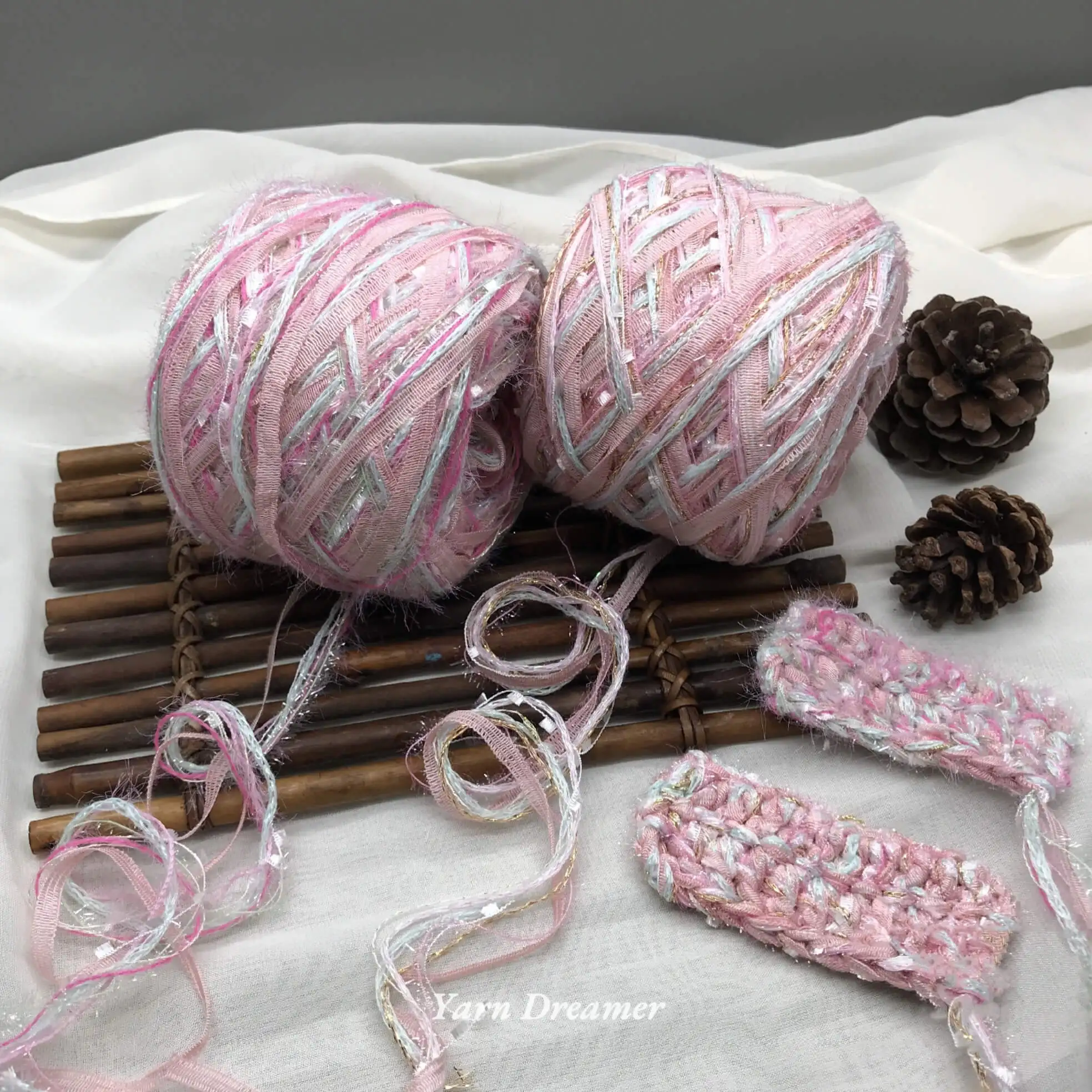 2 Styles Pink Glitter Yarn for Crochet Bag Fancy Hand Knitting Yarn 100g Hand Blended Thick Yarn chunky Wool yarnart