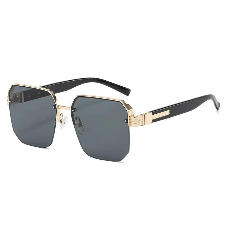 Óculos de sol quadrados de meia armação para homens e mulheres moda casual vintage personalizado ao ar livre condução praia óculos de sol 2025