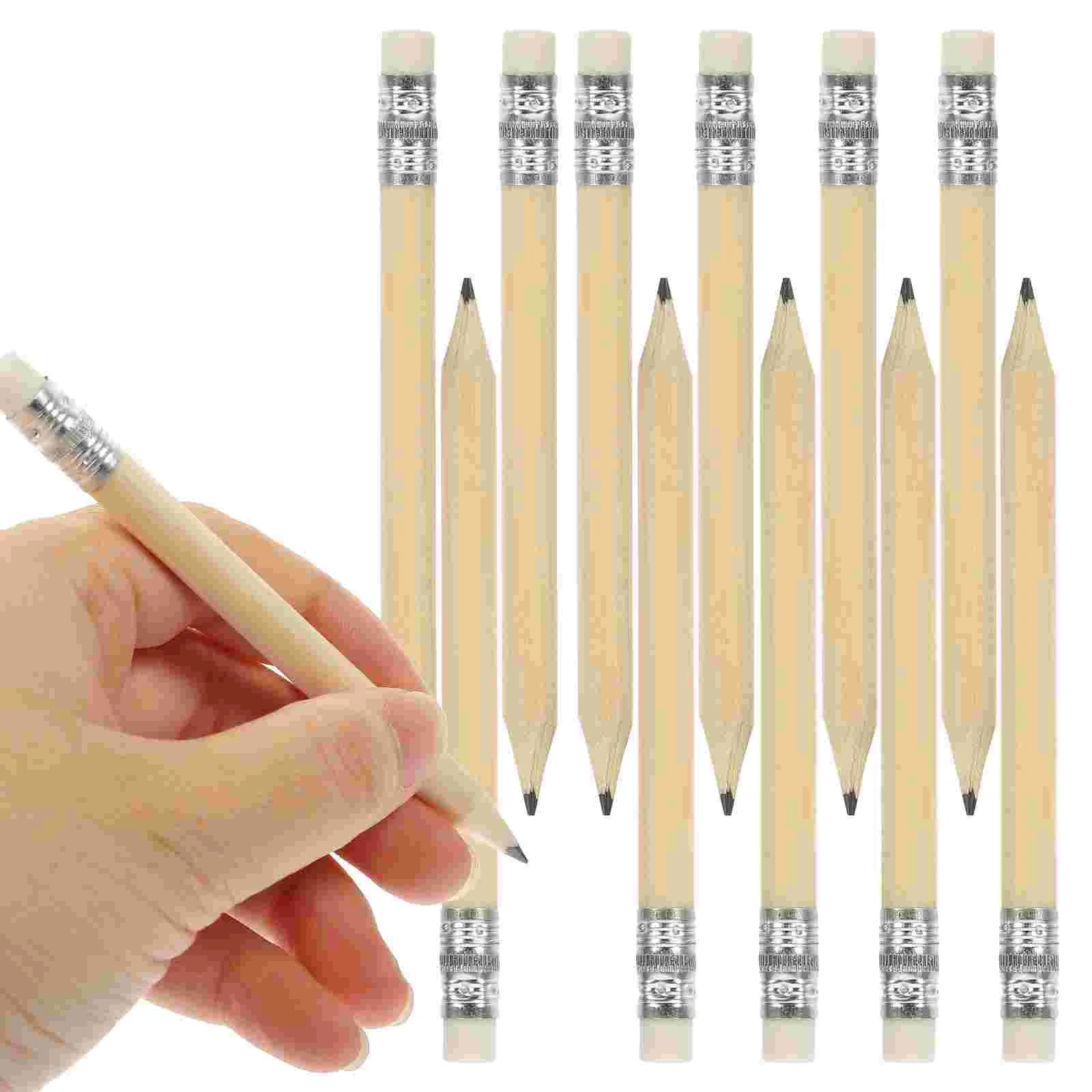 50 Pcs Mini Short Pencil Writing Pencils for Kids Students Drawing Toddler Golf Log Wooden Small Erasable Preschool