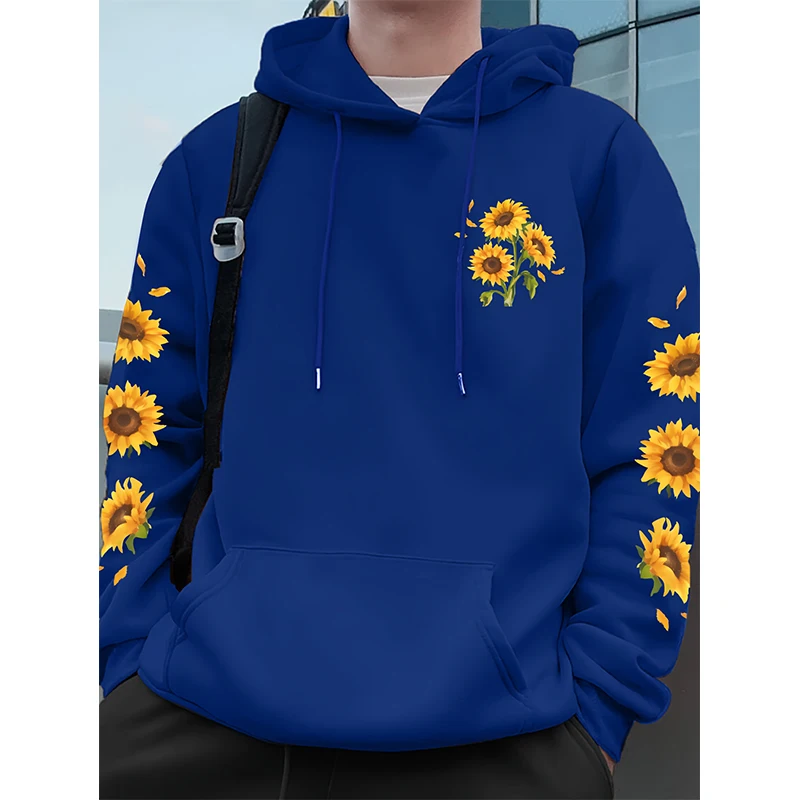 Sunflower Floral Print Hoodie Men Woman Casual Fashion Hoodies Hooded Sweatshirts Harajuku Pullovers Tracksuit Unisex Clothing