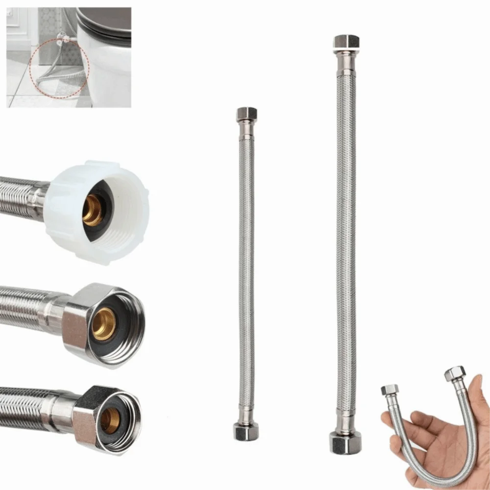 Durable 30/40cm Corrugated Water Hose Explosion-proof Large Flow Toilet Water Connectors Hose Stainless Steel Bath Connect Pipe