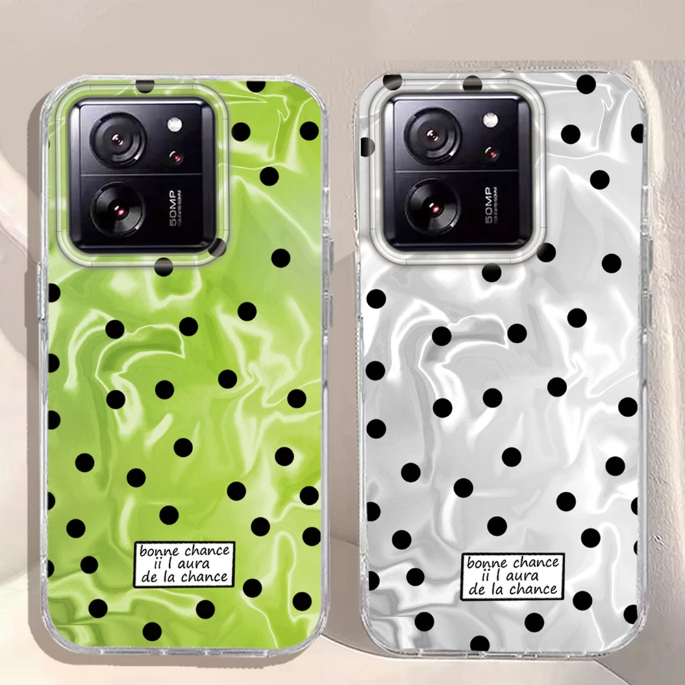 Schwarz Kreisförmige Punkte Wasser Textur Frauen Mädchen Für Xiaomi 13T 14T Pro 11 Lite NE Poco X5 X6 X7 M6 C65 C61 M5S Telefon Fall Abdeckung