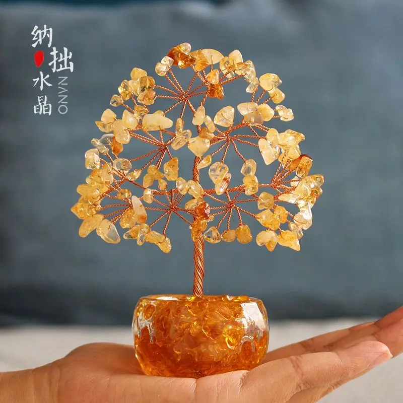 ナチュラルイエローパープルピーチピンクラッキーオーナメント誕生日ギフトかわいいパキラマクロカルパホームリビングルームデスクトップ装飾品