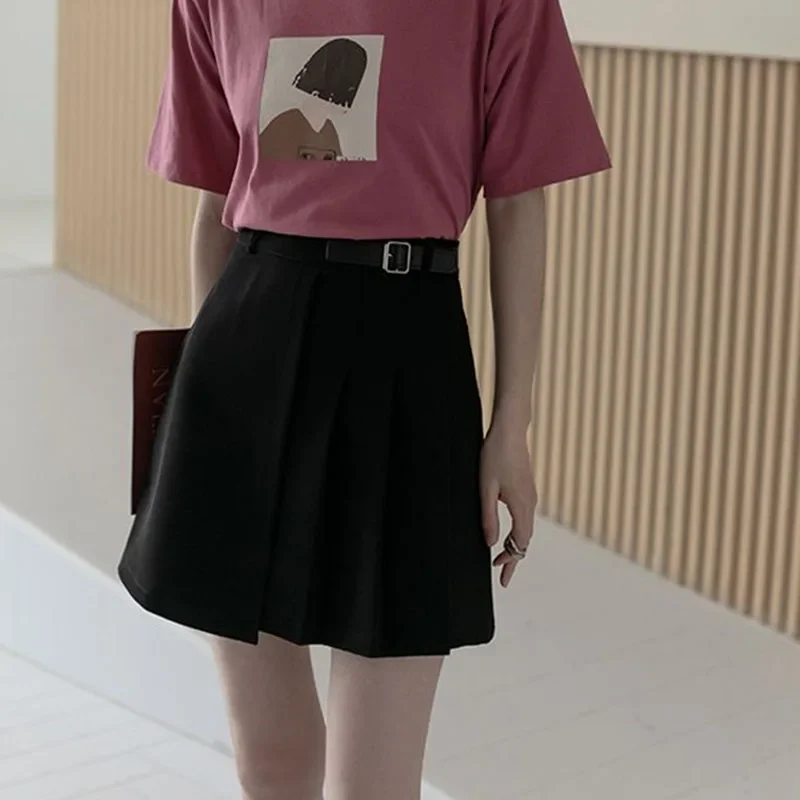 Women High Waisted Pleated Skirt Korean Fashion Irregular Spliced A-line Skirts Female Spring Summer New Streetwear Short Skirt