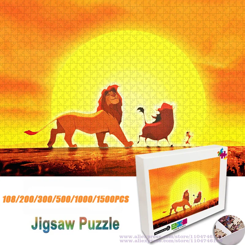 

Пазл Disney Anime The Lion King Jigsaw 108/200/300/500/1000/1500 шт. интеллектуальные пазлы для детей, пазл «сделай сам» для родителей и детей