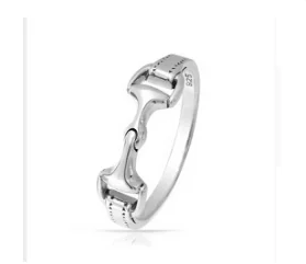 100% 925 Sterling Silver women men horse bit snaffle bit ring