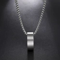 My Shape Fashion Small Ring Pendant Necklaces for Men Simple Geometric Stainless Steel Necklace Choker Chain Punk Male Jewelry