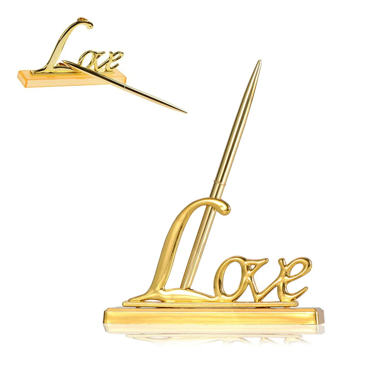 

Signing Set Gold Holder Plated Love Holder Guest Signature Signing Pen Set Party Event Steel Pen Accessory