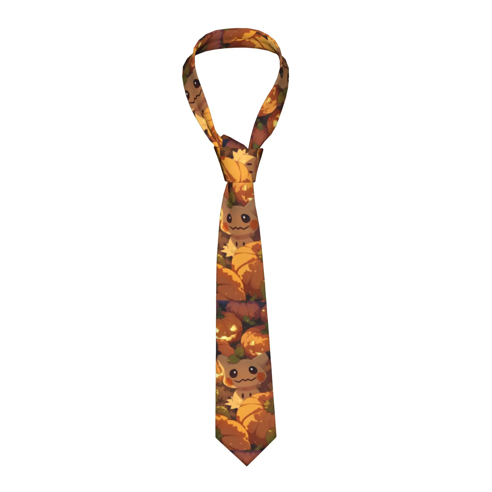 Mimikyus Pumpkin Neckties Men Women 8 cm Silk Neck Ties Poke-Mon Halloween for Mens Daily Wear Gravatas Wedding Accessories