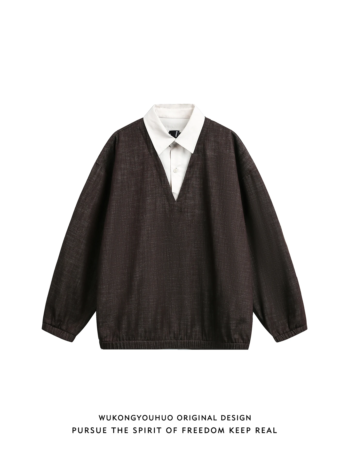 

Повседневная свободная мужская куртка в винтажном стиле с клетчатым воротником, весенняя модная брендовая верхняя одежда для пар, имитация двухслойности, полиэстер, хлопок