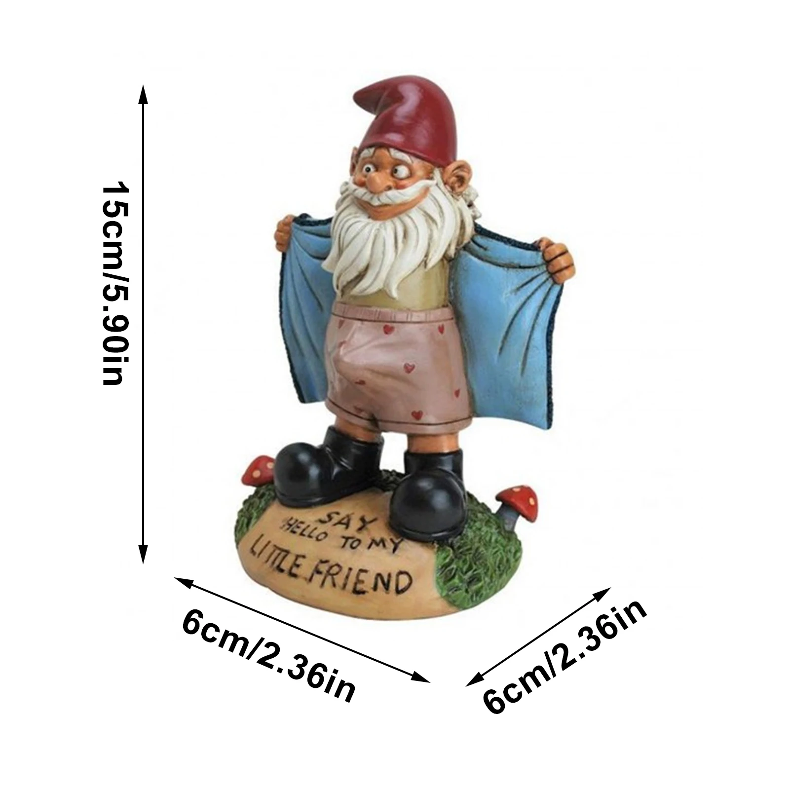 Funny Naughty Garden Gnome Statue Lawn Gnome Figurine SAY HELLO TO MY LITTLE FRIEND Dwarf Shows Underpants Garden Gnome Decor