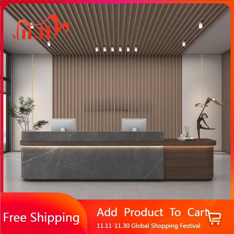 

Curved Minimalist Reception Desks Organizers Display Aesthetic Company Reception Desks Hotel Service Mostrador Trendy Furniture