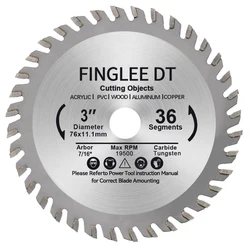 76mm 3in 24T/36T inner 11.1mm TCT Woodworking Mini Circular Saw Blade Acrylic Plastic Cutting Disc General Purpose for Wood