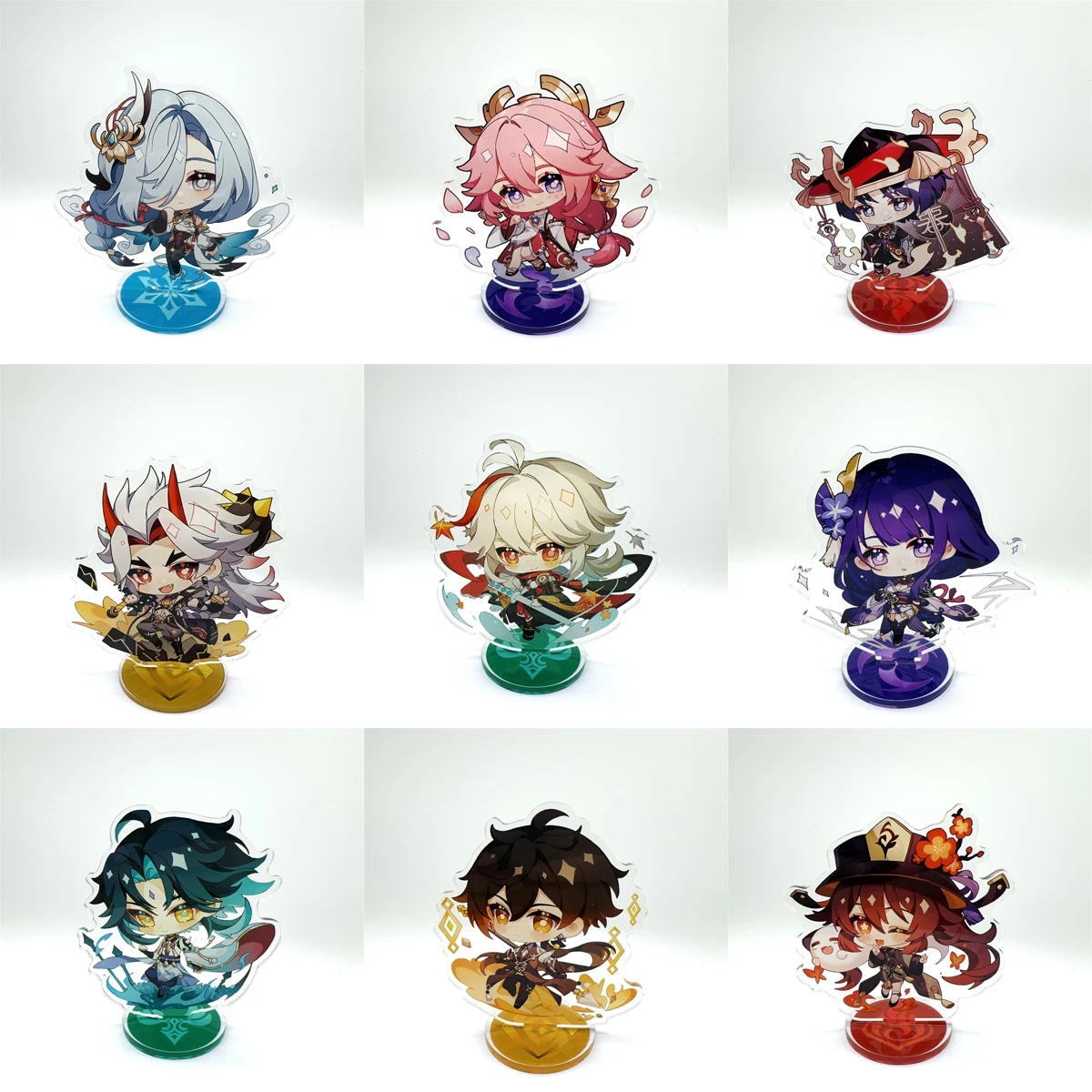 Genshin Impact Anime Figure Zhongli Xiao Hutao Acrylic Stand Model Plate 10cm Desk Decor Standing Sign Game Fans Gift
