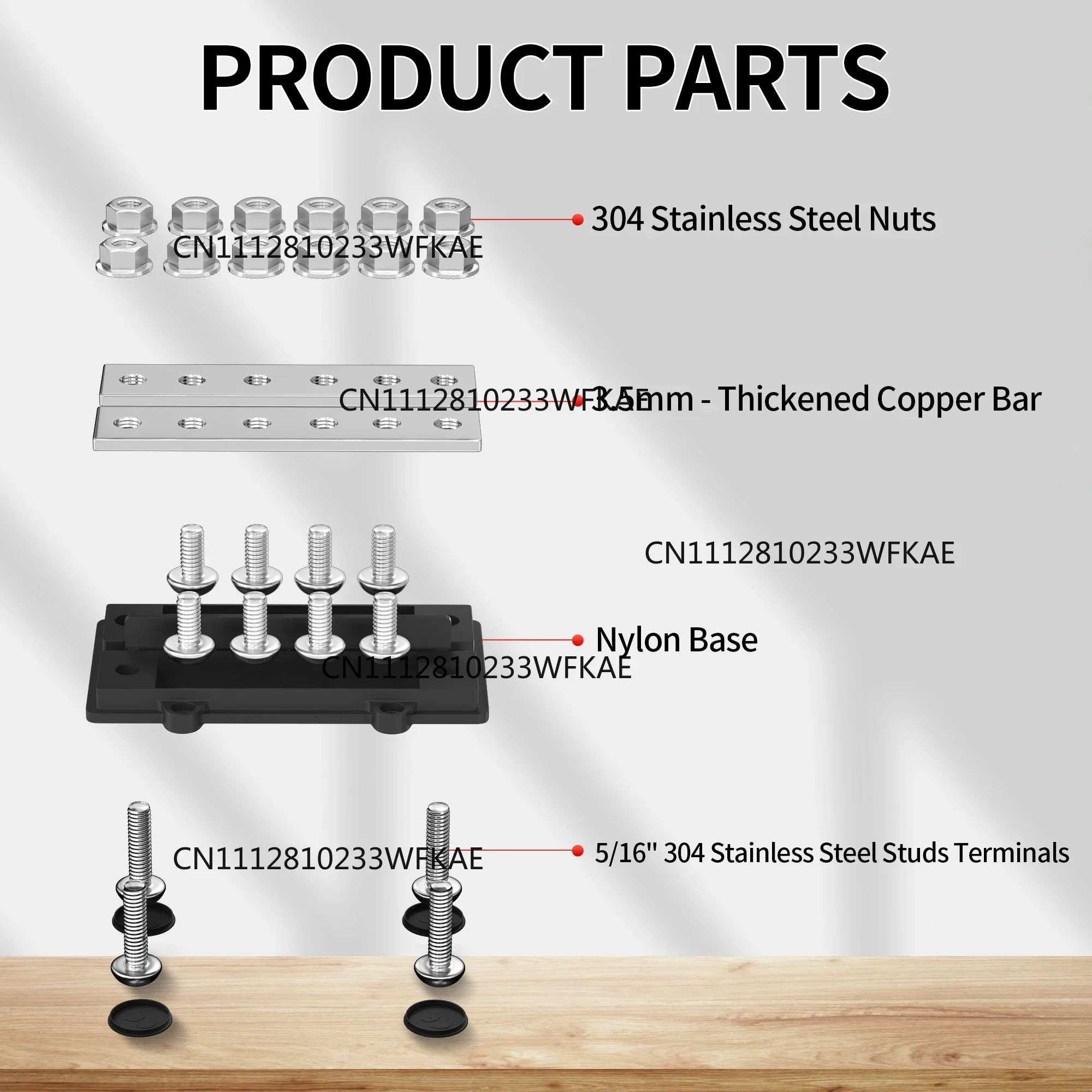 Dual Bus Bar 12V Dual Row Bus Bar 250A Power Distribution Block 12 X 5/16' Terminal Studs Positive and Negative Battery Bus Bar