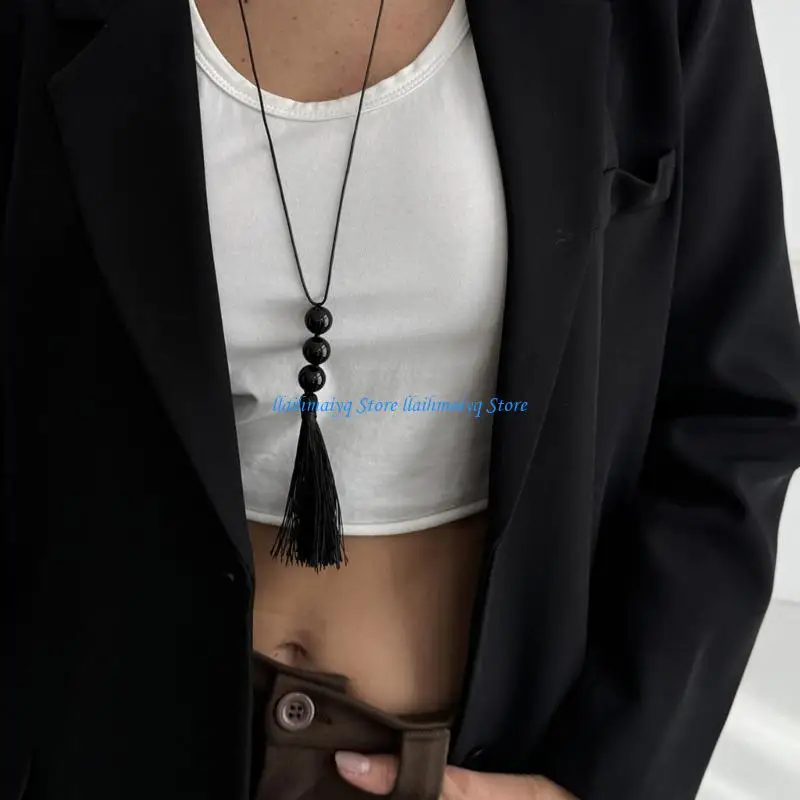 

573B Long Beaded Necklace With Modern Fringe Styles For Stylish Looks