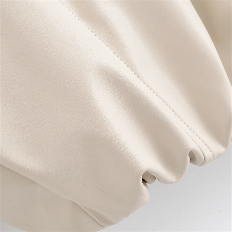 KEYANKETIAN Autumn New Women's Clothing Lapel, Placket Zipper, Imitation Leather Splicing PU Leather Jacket, Women Coat