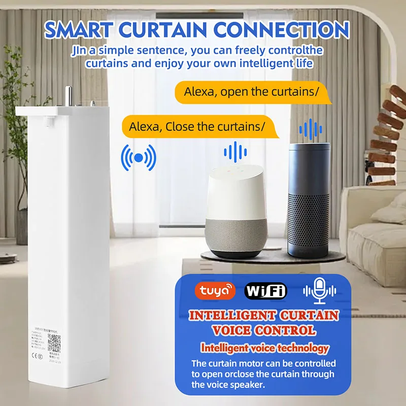 Newest Generation tuya wifi Electric Smart curtain Motor Motorized System Track Rod Intelligent Support Alexa Google Assist