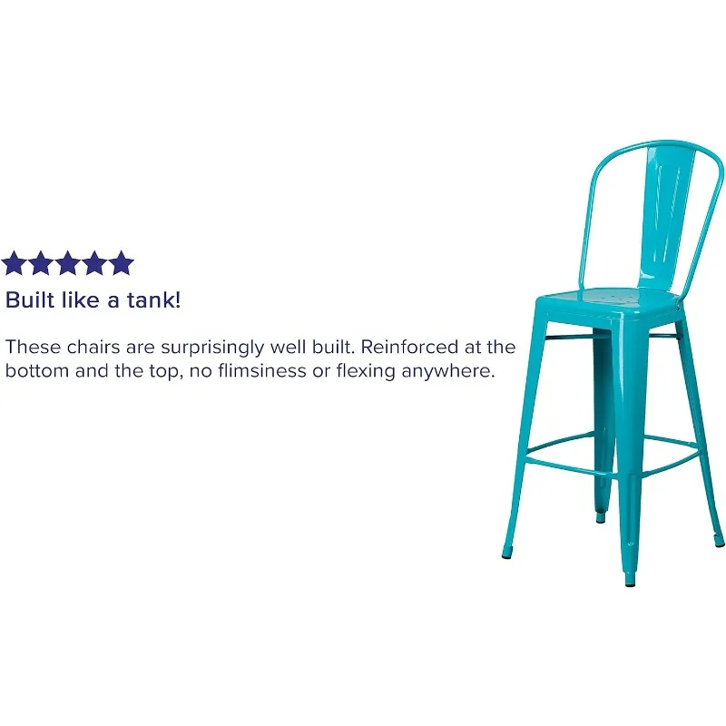 Blake Commercial Grade 4 Pack 30" High Crystal Teal-Blue Metal Indoor-Outdoor Barstool with Back