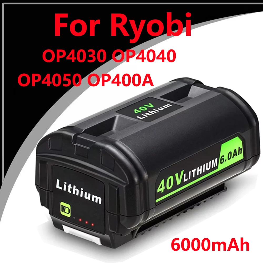 

For Ryobi 40V 6000mAh Rechargeable Li-ion Battery Compatible OP4030 OP4040 OP4050 OP400A Cordless Power Tool Accessories Battery